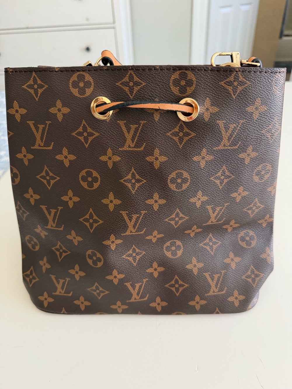 Brown Monogram Drawstring Shoulder Bag - Picture 8 of 10